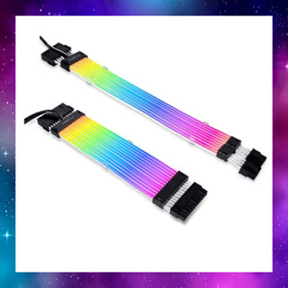 SLEEVED CABLE (สายถัก) LIAN LI ADDRESSABLE RGB STRIMER PLUS V2 8PINS 24-PIN ขายคู่สองเส้น อุปกรณ์ครบ