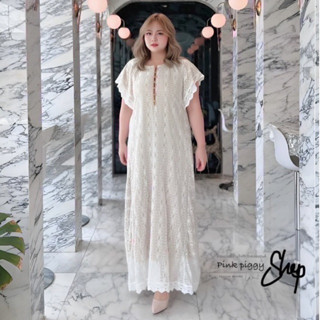 เดรสยาว ลูกไม้ทั้งตัว ทรงปล่อย ใส่สบาย แต่ดูผู้ดี เสื้อผ้าสาวอวบอ้วน พลัสไซส์ ไซส์ใหญ่