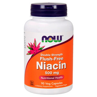 ไนอะซิน วิตามินบี3 NOW Foods, Flush-Free Niacin, Double Strength, 500 mg, 90 Veg Capsules