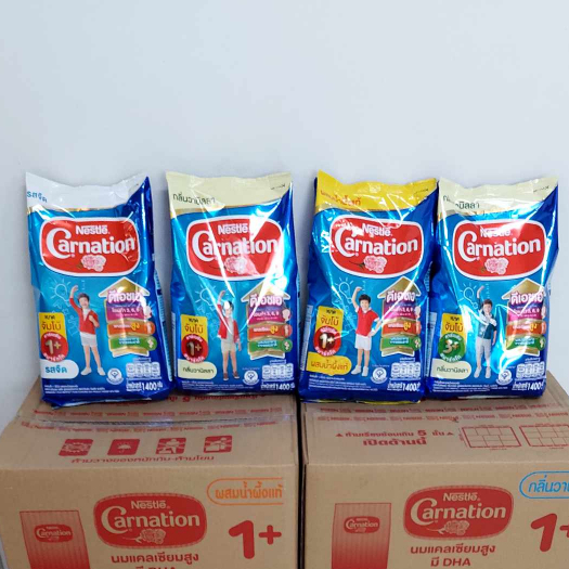 คาร์เนชัน 1+สูตร3 และ 3+ สมาร์ทโก ผลิตภัณฑ์นมผง สูตร 4 รสจืด/น้ำผึ้ง/วานิลา  ขนาด 1400ก.