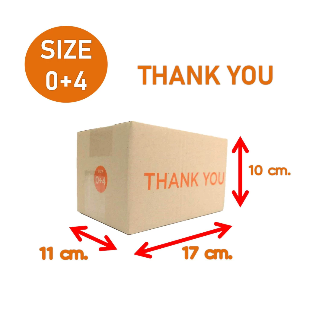 กล่องพัสดุ กล่องไปรษณีย์ รหัส 0+4 (10 ใบ) thank you เนื้อหนาพิเศษ ให้ผู้รับรู้สึกถึงความใส่ใจ โทนสีแห่งความสุข ราคาถูก