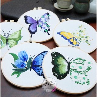 ชุดปักลายผีเสื้อ ขนาด 20cm. Butterflies DIY Embroidery Kit 20cm.