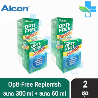 Alcon OPTI-FREE Replenish 300 ml [แถมฟรี 60 ml] [2 ชุด] ออฟติ ฟรี รีเพลนิช น้ำยาล้างคอนแทคเลนส์ ฟรี ตลับใส่คอนแทคเลนส์ O