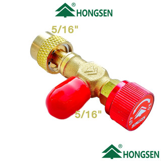 Hongsen Control Valve ปิด-เปิด ชาร์จน้ำยาแอร์ 5/16" X 5/16" ป้องกันน้ำยากระเด็น  HONGSEN R32-R410A