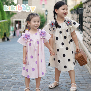 [90-130]เดรสสั้นน่ารักๆ เดรสลายดอกไม้ สีชมพู สำหรับเด็กผู้หญิง ทรงหลวม แฟชั่นเกาหลร Flora dress KP0120