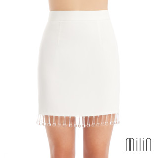 [MILIN] Selina Drop Acrylic beads decorated High waist mini skirt กระโปรงสั้นเอวสูงตกแต่งด้วยอะคลิลิครูปหยดน้ำ / MLN