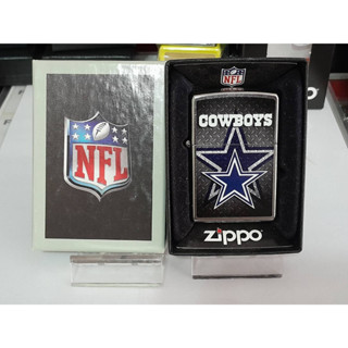 ZIPPO 207 NFL  COWBOYS  DP   STREET CHROME COLOR IMAGE   สีเงินผิวโครเมี่ยมลายแบบสกรีน ผลิตปี2016  ของใหม่