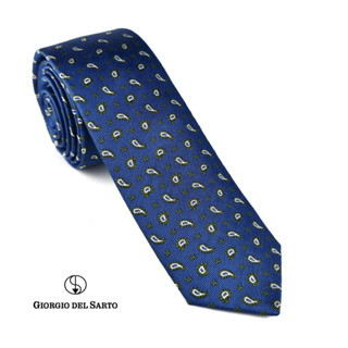 Giorgio Del Sarto Necktie Silk 6.5 cm Blue  with Fabric Texture เนคไทผ้าไหมสีน้ำเงิน มีเท็กเจอร์
