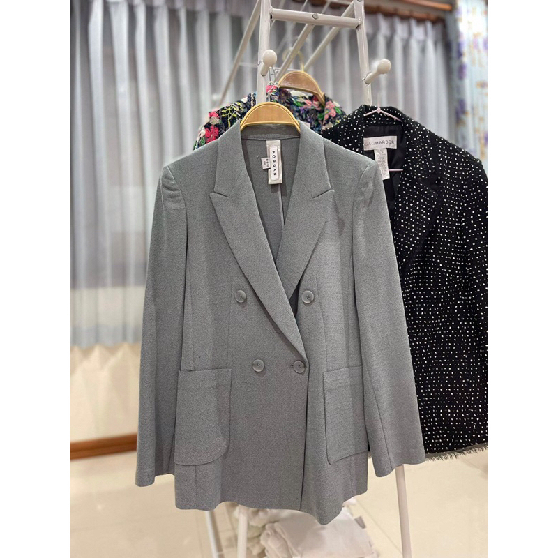 (Blazer & Suit) เบลเซอร์/สูท เกาหลี MORGAN สีเทา เรียบหรู (กระดุมสำรองครบ)