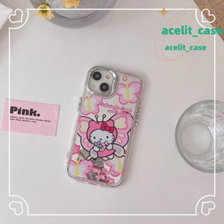 ❤️ส่งของขวัญ❤️ เคสไอโฟน 11 12 13 14 Pro Max HelloKitty พื้นผิวกระจก แฟชั่น การ์ตูน ความนิยม Case for iPhone สไตล์วรรณศิล