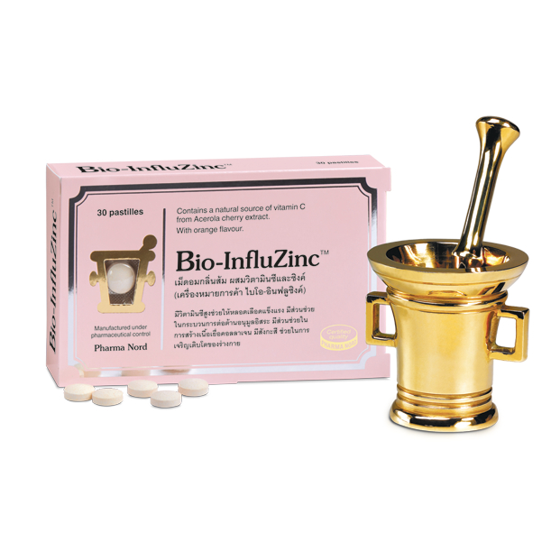 Bio-InfluZinc Pharma Nord, เม็ดอมวิตามินซีและซิงคเพื่อระบบภูมิคุ้มกัน,Lozenge with vitamin C and zinc for immune system