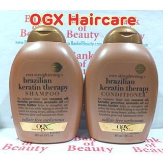 🧡ชุดคู่ถูกมาก🧡 บำรุงเคราติน OGX Ever Straightening + Brazilian Keratin Therapy Shampoo , Conditioner 385 ml