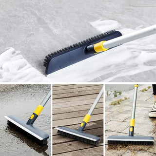 BOOMJOY แปรงขัดพื้นแบบ2 In 1ขนาด55.9 "ด้ามยืดหดได้แปรงอุปกรณ์ขัดถูเวลาอาบน้ำแข็งสำหรับทำความสะอาดลานห้องน้ำโรงรถห้องครัวที่ยึดติดกำแพงอ่า