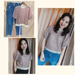 เสื้อถักแต่งชายพู่ ดีเทลงานสวยน่ารัก
