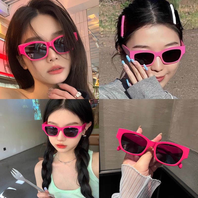 แว่นตากันแดด แว่นแฟชั่น ป้องกันรังสียูวี ใหม่สีชมพู [[ร้านไทย พร้อมส่ง ]]