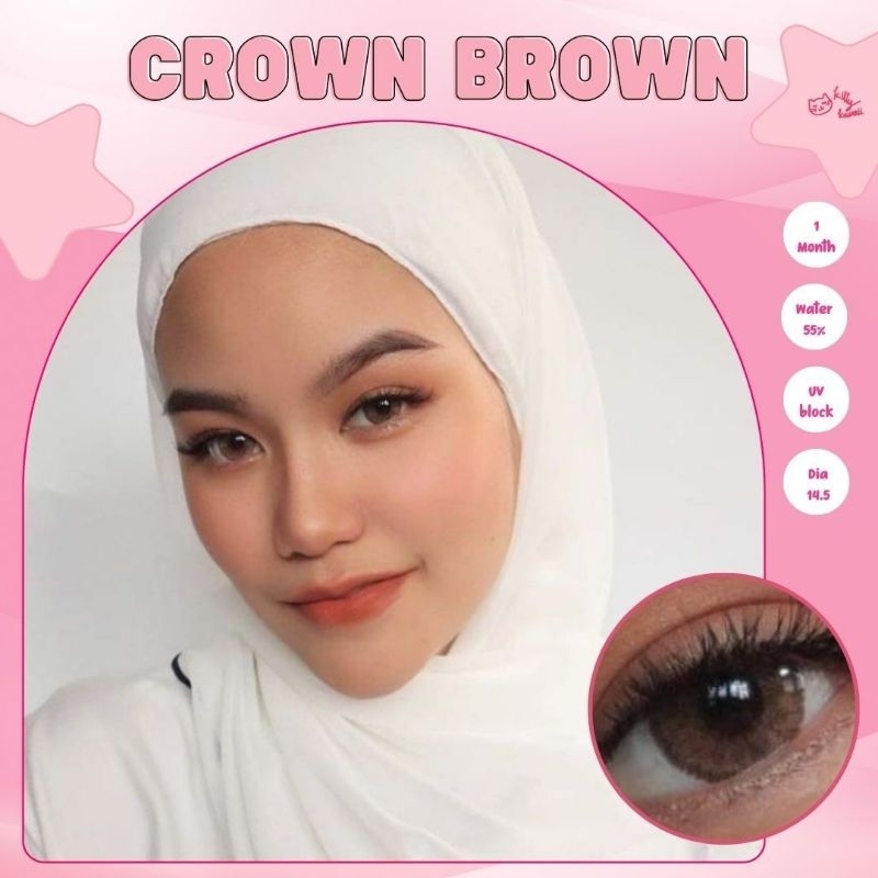 คอนแทคเลนส์ รุ่น รุ่น CROWN By kiity kawaii สีเทา/ตาล Gray/Brown มีค่าสายตา (0.00)-(-5.00) เปลี่ยนแท