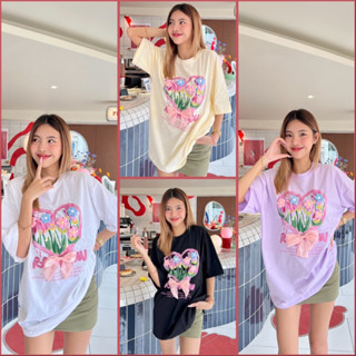 เสื้อยืด Oversize 3D 🌸🌈🐻 แบบใหม่เกาหลีเกาใจ เข็มกลัดถอดออกได้ น่ารักมากๆเลย