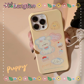 🌈Langton🌸การ์ตูน ลูกสุนัข สีเหลืองอ่อน หวานสวย iphone 11 14 pro max ป้องกันการหล่น ขอบเต็ม น่ารัก case for iPhone 12 13