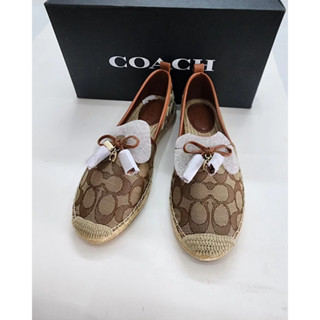 รองเท้าคัทชู รองเท้าส้นแบน Coach Carson Espadrille US6