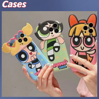 คูปองเคลม🎀คสไอโ case for iphone 11 12 พาวเวอร์พัฟฟ์เกิลส์สุดน่ารัก เคส 14 13 12 11 pro max เคสมือถือกันกระแทก