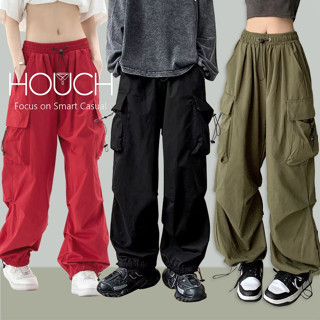 Houch พร้อมส่ง COD กางเกงเดินป่า 100% กางเกงสะดอ cargo pants ชาย  มีเชือกผูกเอว ผ้าใส่สบาย ใส่สบาย ผ้าดีรับประกันคุณภาพ