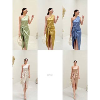 [Dress] - MIDI  DRESS  เดรสสั้นไหล่เฉียง