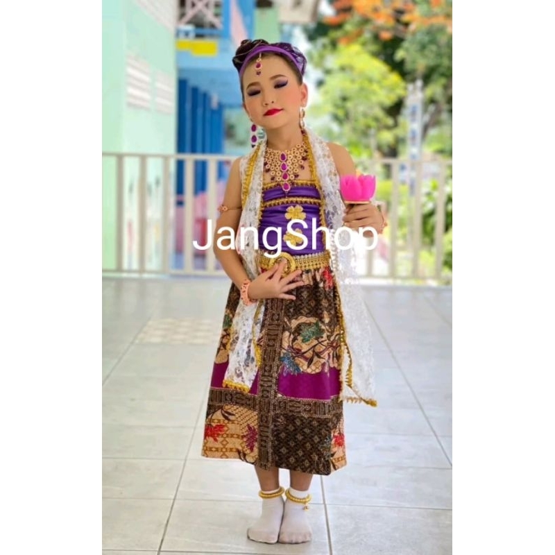 ชุดอินโดนีเซียเด็กหญิง ชุดอาเซียนประเทศอินโดนีเซีย น้อง 2ปี-12ปี พร้อมส่ง