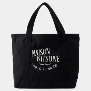 Maison Kitsune Palais Royal Tote Cotton Bag(Black)**ของเเท้