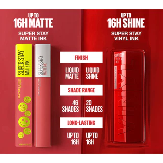 MAYBELLINE SUPERSTAY MATTE INK เมย์เบลลีน ซุปเปอร์สเตย์ แมทอิ้งค์ ลิควิดลิปสติก ลิปจูบไม่หลุด16ชม.