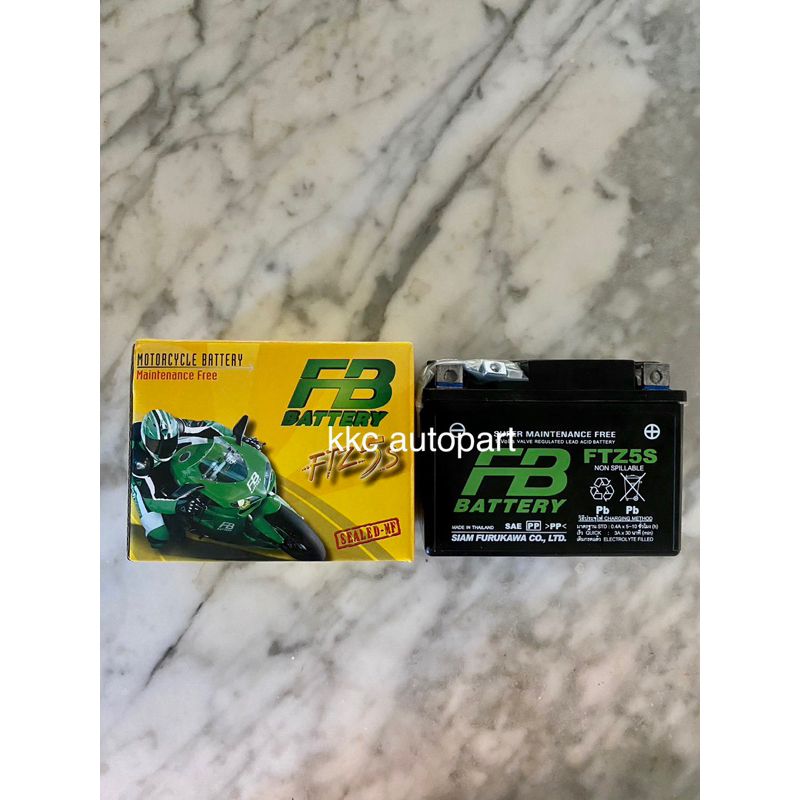 ลอตใหม่ล่าสุด : แบตเตอรี่ FB FTZ5S (12V 3.5Ah) แบตเตอรี่มอเตอร์ไซค์ สำหรับ wave,click110,scoopy,zoomer x,fino,mio