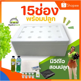 [ครบพร้อมปลูก]ชุดปลูกผักไฮโดรโปนิกส์ 15ช่อง กล่องปลูกไฮโดร กล่องโฟม ปลูกผัก ไฮโดรโปนิกส์ hydroponics ชุดกล่องปลูกผัก