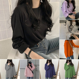 ทันสมัยที่สุด ใหม่ สีทึบ คอกลม เสื้อแขนยาว เสื้อยืด 3สี M~XXL TB37