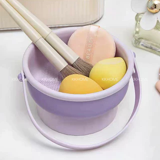 ที่ล้างแปรงแต่งหน้า แผ่นซิลิโคน อ่างซิลิโคนล้างแปรง น้ำยาล้างแปรง 3 in 1 วัสดุซิลิโคน ตากได้ เครื่องมือแต่งหน้า KKHOME