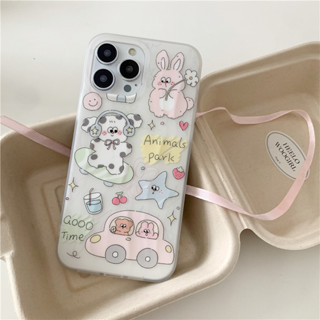 เคสลายน้อง animals park พื้นขาว เคสไอโฟน พร้อมส่ง เคสสำหรับ IPHONE CASE 11-14PROMAX