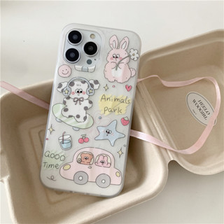 เคสลายน้อง animals park พื้นขาว เคสไอโฟน พร้อมส่ง เคสสำหรับ IPHONE CASE 11-14PROMAX