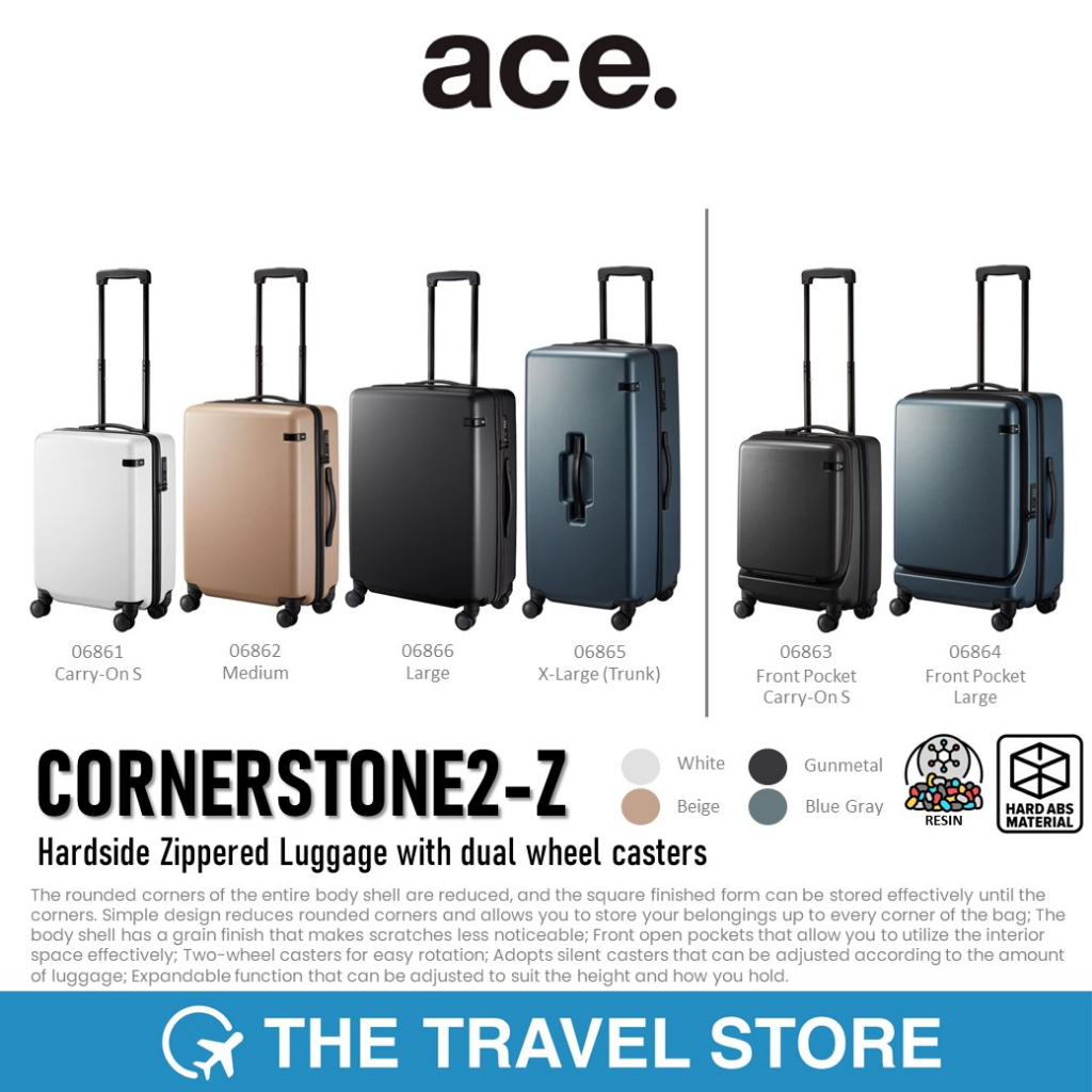 ACE Cornerstone 2-Z กระเป๋าเดินทาง ล้อลาก ไซส์ใหญ่ จากประเทศญี่ปุ่น (5 Years warranty)