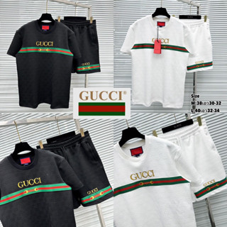 ชุดเซท Gucci 💚❤️💚 เสื้อยืด + กางเกงขาสั้น 🩳 Hiend 1:1 Cotton 💯 ร้านค้าจัดส่งไว