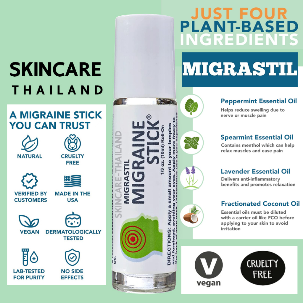 Basic Vigor Migrastil Migraine Stick® 10 ml. Roll-onลูกกลิ้ง บรรเทาอาการปวดศรีษะ ไมเกรน ลดความเครียด