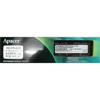 APACER RAM For NOTEBOOK(แรมโน้ตบุ๊ค)DDR4-4GB/Buss 2400MHz SO DIMM /1.2V/CL17 (256×16) /Code(APRMES.04G2T.LFH)