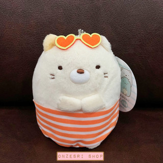 พวงกุญแจตุ๊กตา Sumikko Gurashi Summer แบบแมว Neko ใส่แว่นตาหัวใจสีส้ม ขนาด 11 x 8 ซม.