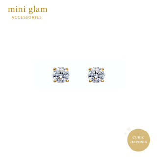 Miniglam Classic Glam CZ Stud Earrings (Gold) ต่างหูเพชรคริสตัล CZ สีทอง