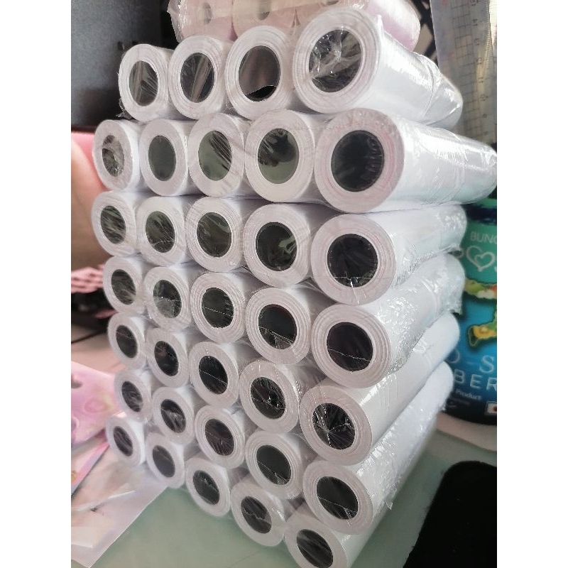 กระดาษความร้อน 57×38 (12 ม้วน)ใช้กับเครื่องรูดบัตรเครดิต เครื่อง EDC ร้านค้าธงฟ้าประชารัฐ,GrabFood, Food Panda