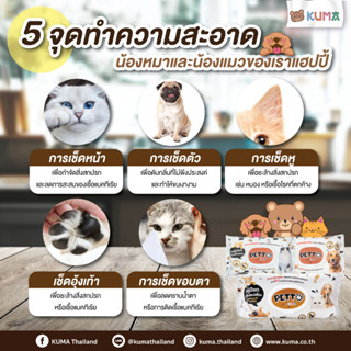 KUMA PETTO ทิชชู่เปียกสุนัข มี 40 แผ่น ทิชชู่เปียก Pet wipes ทิชชู่เปียกเช็ดทำความสะอาด สำหรับเช็ดสัตว์เลี้ยง