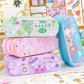 ✨✨กระเป๋าใส่ปากกาลายการ์ตูนน่ารัก 🎁🎁Large Capacity Double-Layer three-Layer Pencil Case🎀💟