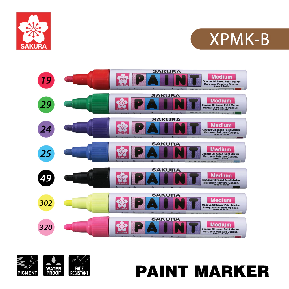SAKURA (ซากุระ) ปากกาเพ้นท์ PAINT MARKER หัวใหญ่ 2.0mm ปากกาน้ำมัน ปากกาเขียนยาง เพ้นท์รองเท้า กันน้ำ รหัส XPMK-B