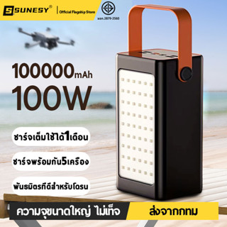 【ความจุขนาดใหญ่100000】เพาวเวอร์แบงค์100000mAh Sunesy ชาร์จครั้งเดียวใช้ 30วัน แบตเตอรี่สำรอง แบตสำรอง power bank