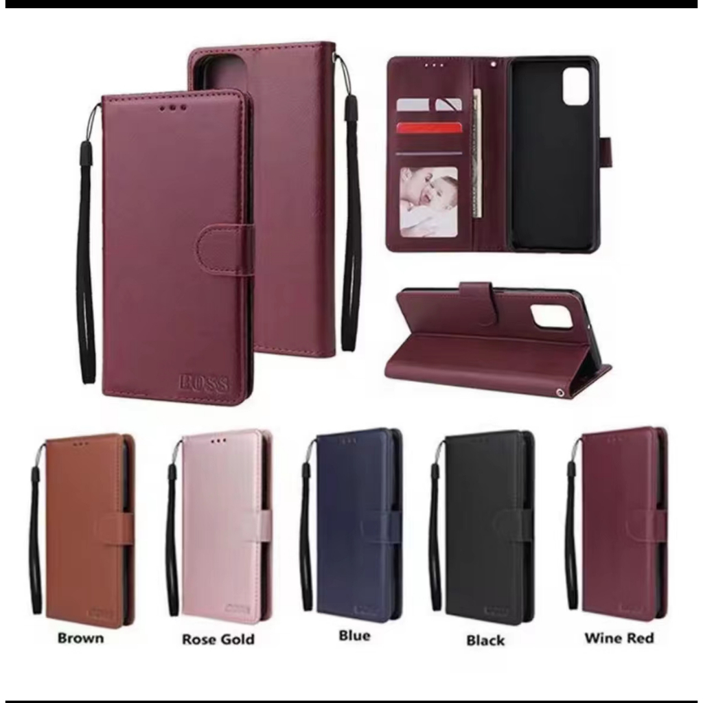 เคส ฝาพับ กระเป๋า Boss มีล็อค สำหรับ รุ่น Sumsung A7 J6 J2prime J710 J7 มีช่องเสียบบัตร ตั้งได้ มีสา
