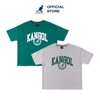 KANGOL T-shirt เสื้อยืดปักลายโลโก้ KANGOL สีเขียว,เทา unisex  63221002