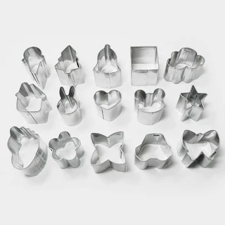 ชุดพิมพ์กดคุกกี้ กดผัก ทำรูปต่างๆ ขนาดมินิ แสตนเลส กระต่าย ไอติม ก้อนเมฆ 15 ชิ้น/ชุด