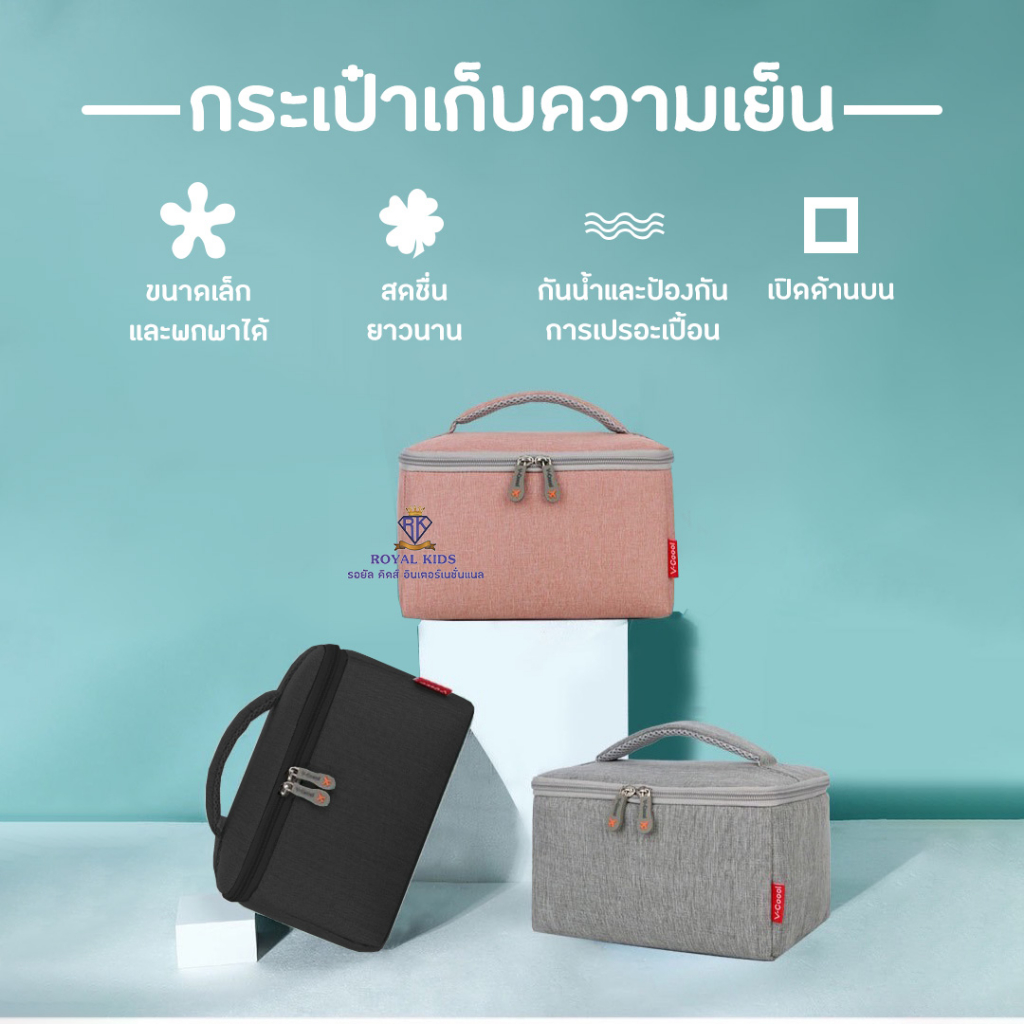M001 กระเป๋าคุณแม่ กระเป๋าเก็บความเย็น v-coool ใส่ขวดนม เก็บนมแม่ แถมฟรี ไอซ์เจล 2 ซอง